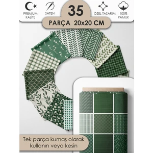 Desenli %100 Pamuk Saten Patchwork Kumaş – Tek Parça 150×110 cm, 35 Kare Kupon
