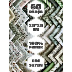 60 Adet 20x20 cm %100 Pamuk Eco Saten Patchwork Kumaş Seti – Vintage Çiçek Desenli