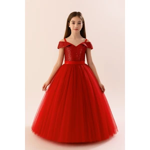Kız Çocuk Payetli Abiye Elbise – Tül Prenses Model - Özel Gün Elbisesi