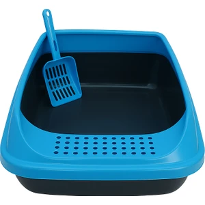 Kürekli Açık Kedi Tuvaleti - Sıçrama Önleyici Yüksek Kenarlı Kedi Kumu Kabı