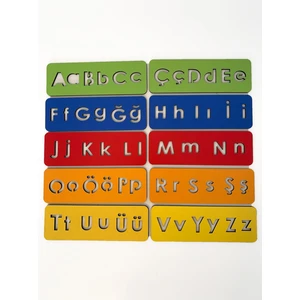 Çocuk Montessori - Alfabe Öğrenme Seti - 5 Renkli El Kası Geliştirme 10 Parça