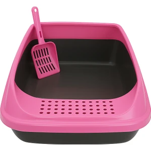 Kürekli Açık Kedi Tuvaleti - Sıçrama Önleyici Yüksek Kenarlı Kedi Kumu Kabı