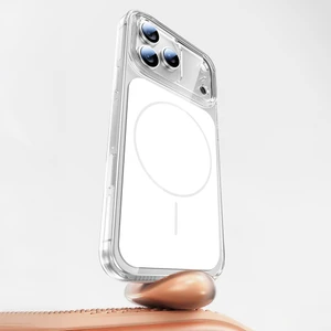 Nova Global Apple iPhone 17 Pro Kılıf Zore M-Safe Şarj Özellikli Şeffaf Kamera Kontrol Butonlu Lugano Kapak - Beyaz