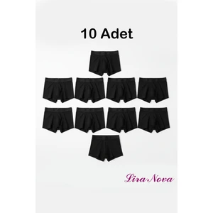 Siyah Soft Elastan Boxer %90 Coton %10 Elestane 10'lu Paket