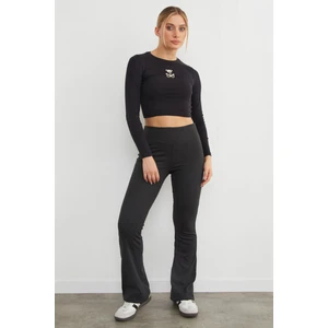 Beli Lastikli Yüksek Bel Flare Pantolon