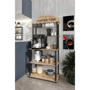 Dekoratif Masivo Kahve Köşesi Coffee Time 33 CM x 68 cm Dikdörtgen Çok Amaçlı Raf Safir Meşe