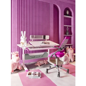 Creo Mobili Yükseklik ve Eğim Ayarlı Öğrenci Masası + Sandalye - Beyaz/Fuşya - Vega Advanced