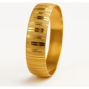 Altın Kaplama Çizgi Model Bilezik (2 cm Genişlik) 1 Adet