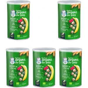 Organik Pirinçli, Buğdaylı, Muzlu ve Ahududulu  Bebek Atıştırmalığı 35 gr x 5 Adet