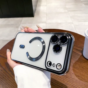 Apple iPhone 17 Pro Max Için Magsafe ile Uyumlu Kılıf Kamera Lensli Korumalı Şeffaf Silikon Kapak