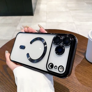 Apple iPhone 17 Pro Max Için Magsafe ile Uyumlu Kılıf Kamera Lensli Korumalı Şeffaf Silikon Kapak