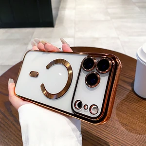 Apple iPhone 17 Pro Max Için Magsafe ile Uyumlu Kılıf Kamera Lensli Korumalı Şeffaf Silikon Kapak