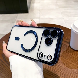 Apple iPhone 17 Pro Max Için Magsafe ile Uyumlu Kılıf Kamera Lensli Korumalı Şeffaf Silikon Kapak