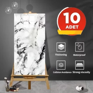 10 Adet 30x60 Cm Beyaz Damar Mermer Desenli Kendinden Yapışkanlı Mutfak Banyo Wc Kaplama Pvc Panel