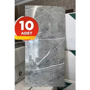 10 Adet 30X60 cm Gri Mermer Desenli Kendinden Yapışkanlı Seramik Köpük Banyo Wc Kaplama Pvc Duvar Paneli