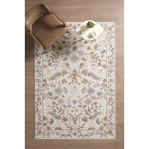 Frezia Floral Bambu Polyester Oturma Odası Salon Mutfak Halısı Eskitme Çiçekli Vintage Halı