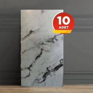 10 Adet 30X60 cm Sedef Mermer Desenli Kendinden Yapışkanlı Seramik Köpük Banyo Wc Kaplama Pvc Duvar Paneli