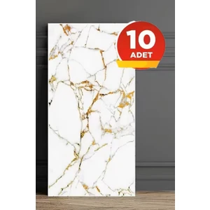 10 Adet 30x60 Cm Gold Damar Mermer Desenli Kendinden Yapışkanlı Mutfak Banyo Wc Kaplama Pvc Panel