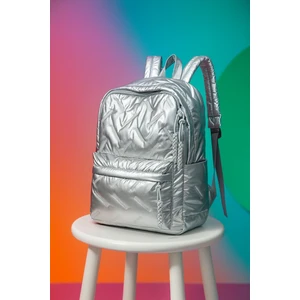 Parlak Sırt Çantası Gümüş
