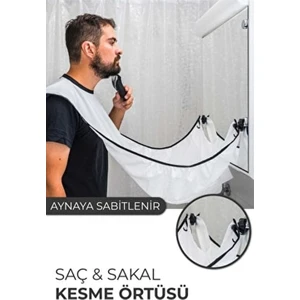 Meleni Home Aynaya Sabitlenebilir Saç Sakal Kesme Örtüsü Traş Önlüğü