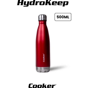 CKR2071 Hydrokeep 500 ml Paslanmaz Çelik Termos – Çift Kat Vakumlu, Sızdırmaz Kapaklı, 6 Saat Sıcak & Soğuk Tutma” Kırmızı