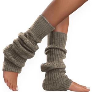Doğal Yün Tozluk Fitilli Kışlık Kadın Dizlik Kalın Ayaksız Yoga Diz Üstü Çorap