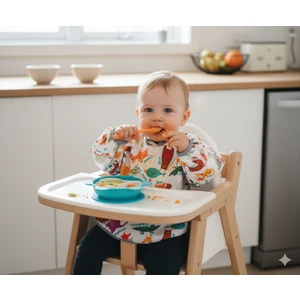 40x40cm Alt Açma Hediyeli, 6-24 Ay, Zoo Deluxe Uzun Kollu Bebek Mama Önlüğü