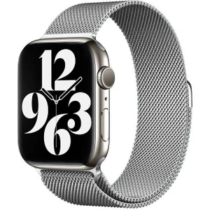 Good Case Apple Watch 11 (46MM) Uyumlu Mıknatıslı Hasır Metal Kordon-01 Gümüş