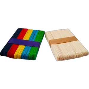 Ahşap Dil Çubuğu Abeslang Dondurma Çubuğu  50 Adet Naturel 50 Adet Renkli  100 Adet