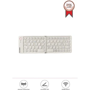 Tk-08 Beyaz Kablosuz Katlanabilir Şarjlı Taşınabilir Mini Bluetooth Klavye