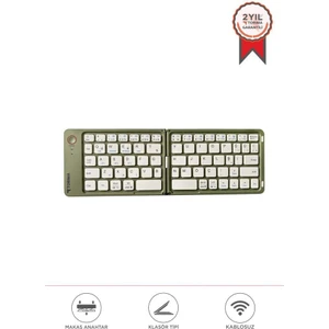 Kablosuz Klavye Bluetooth Katlanabilir Şarjlı Mini Klavye TK08 Yeşil