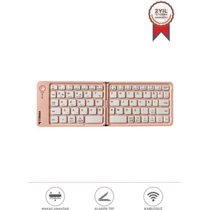 Tk-08 Pembe Kablosuz Katlanabilir Şarjlı Taşınabilir Mini Bluetooth Klavye