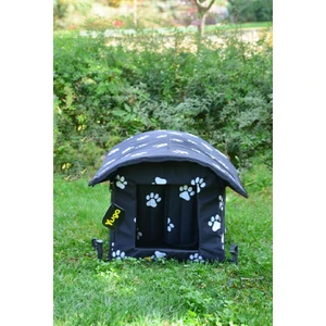 Pati Desenli Siyah Kedi Evi Isı ve Yağmur Korumalı