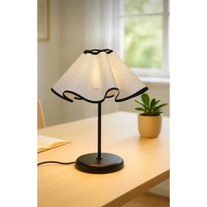 Modern Signora Fico Krem Kumaş Şapkalı Siyah Abajur