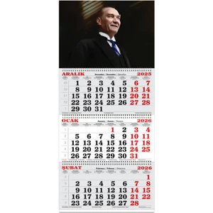 Keskin 2026-3 Aylık Spiralli Jumbo Denizci Takvim-Atatürk 2