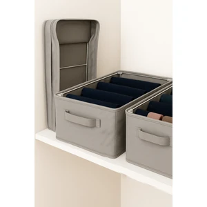 | Raf Düzenleyici 30 cm - Gri Impertex Kumaş | 2 Adet | Çelik Destekli, Katlanabilir Kıyafet Saklama Organizeri