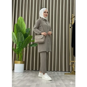 Tesettür Günlük Rahat Ikili Düğmeli Tunik Pantolon Takım