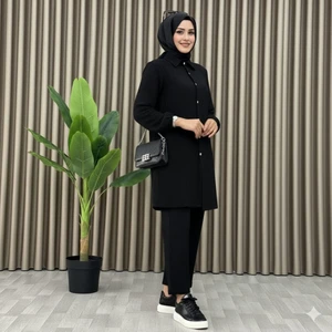 Tesettür Günlük Rahat Ikili Düğmeli Tunik Pantolon Takım