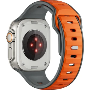 Good Case Apple Watch Ultra (49MM) Uyumlu Yeni Tasarım Silikon KORDON-135 Gri-Turuncu