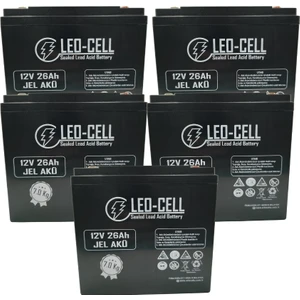 Leo-Cell 5'li Set 12V 26Ah Japon Teknolojisi 7 kg Elektrikli Motorsiklet Aküsü