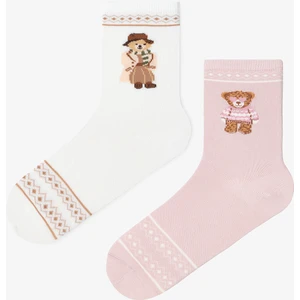 2 Çift Pamuklu Ayı Desenli Soket Çorap