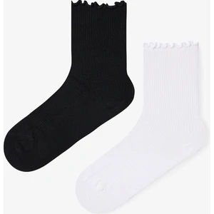2 Çift Modal Karışımlı Klasik Fırfırlı Soket Çorap
