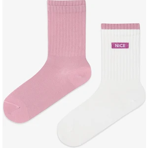 2 Çift Pamuklu Nice Dokuma Etiketli Soket Çorap