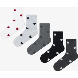 5 Çift Pamuklu Kalp Desenli Tenis Soket Çorap
