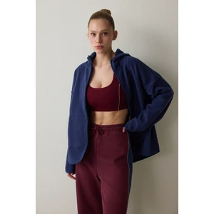 İndigo Termal Etkili Oversize (Bol Kesim) Polar Ceket