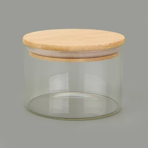 Filli Home Bambu Kapaklı Borosilikat Cam Kase - Şeffaf / Açık Kahverengi - 365 ml