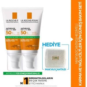 Makyaj Çantası Hediyeli Karma ve Yağlı Ciltler Için Güneş Bakım Seti