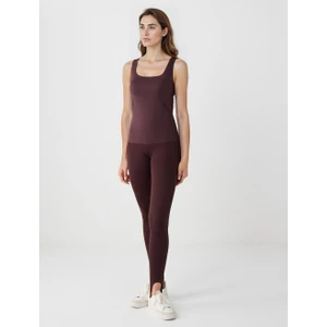 Jimmy Key Acı Kahve Dar Kesim Yüksek Bel Lastikli Paça Örme Tayt