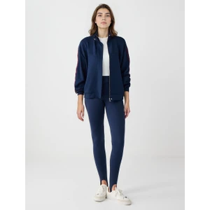 Jimmy Key Lacivert Dar Kesim Yüksek Bel Lastikli Paça Örme Tayt