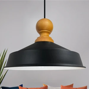 Asaletli Tekli Iç Beyaz Avize Ahşap Başlık Retro Sarkıt Lamba Restoran Salon Aydınlatma